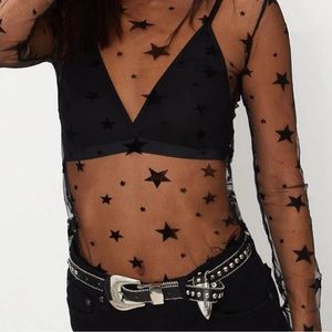 black star mesh long sleeve top